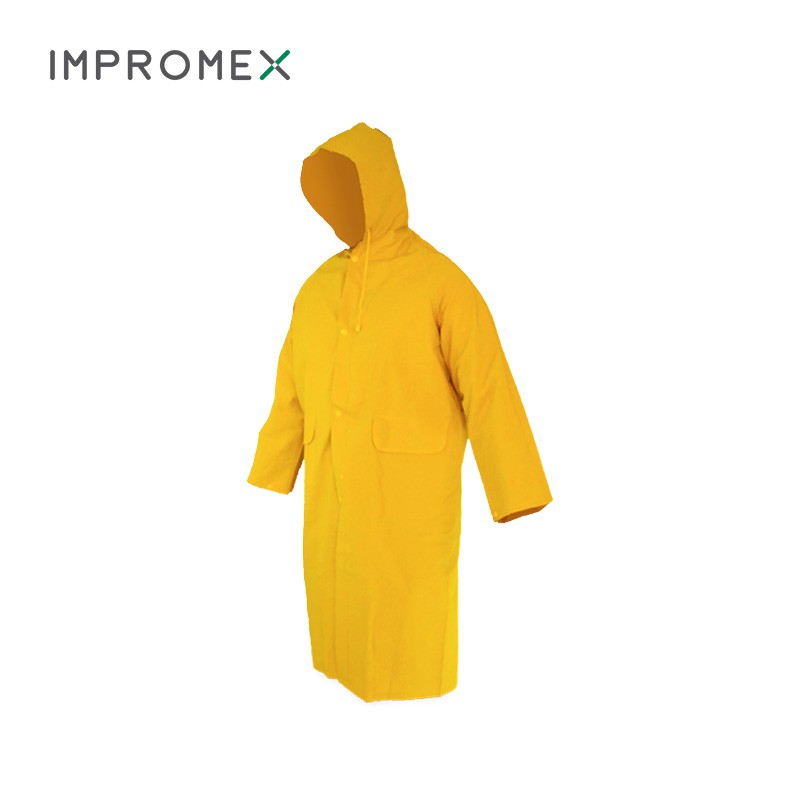 Abrigo largo con capucha en PVC